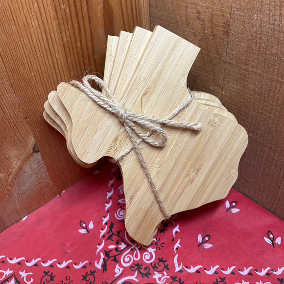 Texas Shape Bamboo Coasters