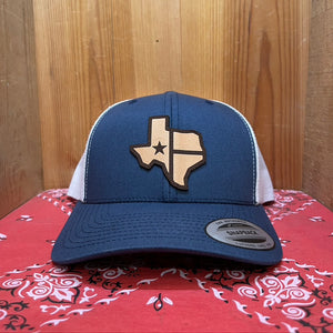 Texas Leather Patch Snapback Cap Navy/White